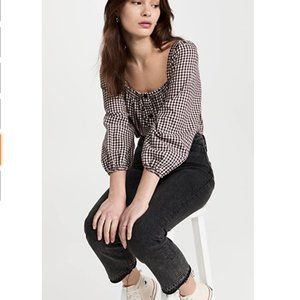 Madewell Women's Puff Sleeve Button Front Crop Top